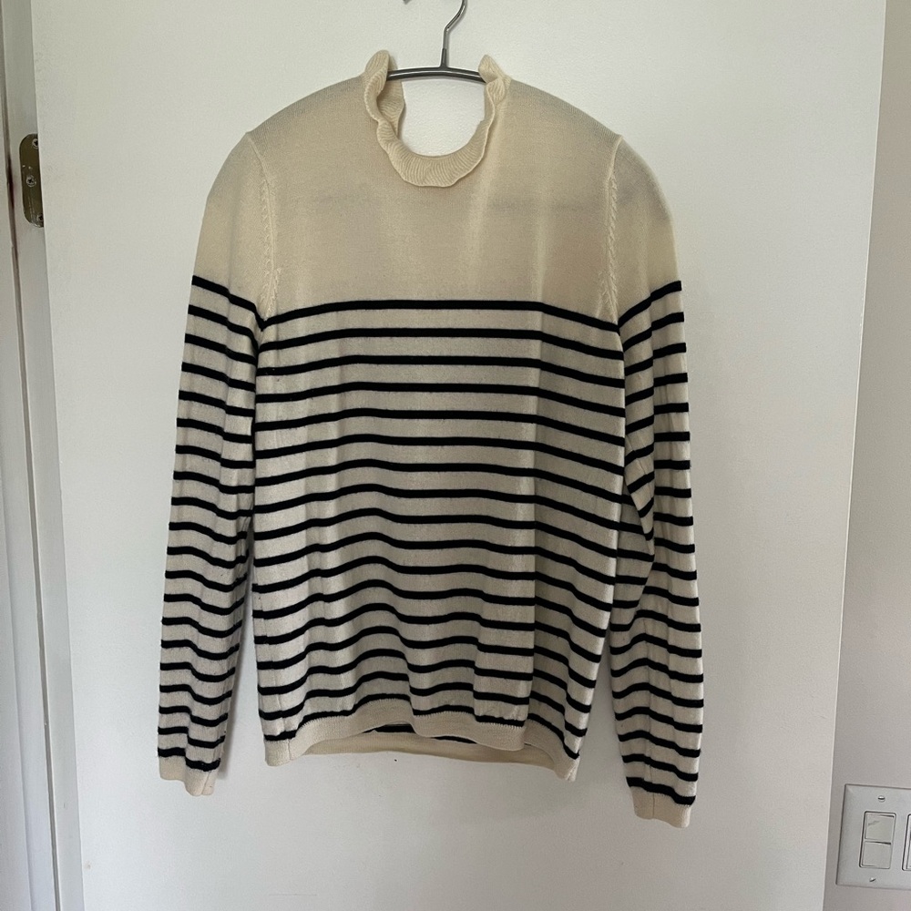 Sezane 100% Wool Striped Mockneck